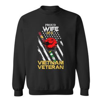 Proud Wife Of A Vietnam Veteran American Flag Men Women Sweatshirt Graphic Print Unisex - Seseable