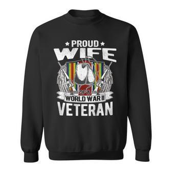 Proud Wife Of A World War 2 Veteran - Ww 2 Military Family Men Women Sweatshirt Graphic Print Unisex - Seseable