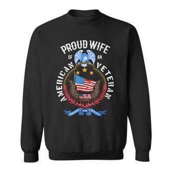 Proud Wife Of An American Veteran July 4Th Quote Men Women Sweatshirt Graphic Print Unisex - Seseable