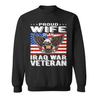 Proud Wife Of An Iraq Veteran Patriotic Military Spouse Gift Men Women Sweatshirt Graphic Print Unisex | Seseable CA