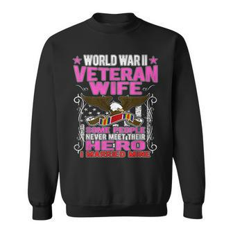 Proud World War 2 Veteran Wife Military Ww2 Veterans Spouse Men Women Sweatshirt Graphic Print Unisex - Seseable