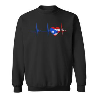 Puerto Rico Heart Puertorro Heartbeat Ekg Pulse Puerto Rican Sweatshirt - Seseable