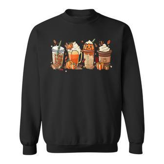 Pumpkin Spice Coffee Latte Fall Autumn Season Hello Fall V7 Men Women Sweatshirt Graphic Print Unisex - Thegiftio UK