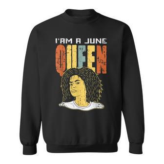 Queens Are Born In June Sweatshirt, Afro-Schwarz, Lustiges Geburtstagsmotiv - Seseable