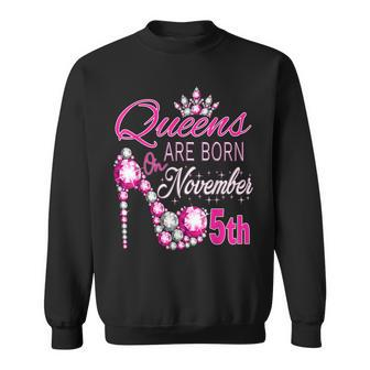 Queens Are Born On November 5Th A Queen Was Born In Men Women Sweatshirt Graphic Print Unisex - Thegiftio UK