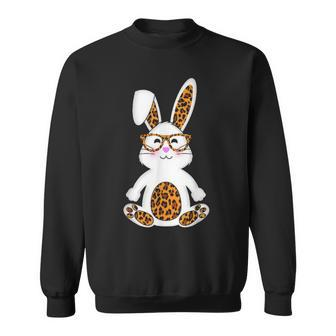 Rabbit Bunny With Sunglasses Leopard Cute Easter Bunny Egg Sweatshirt - Seseable