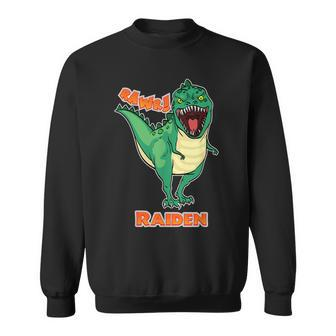 Raiden Name Personalized Custom Dinosaur Rawr T-Rex Men Women Sweatshirt Graphic Print Unisex - Thegiftio UK