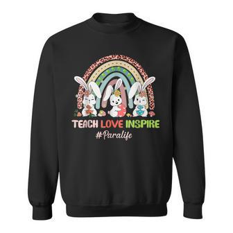 Rainbow Easter Para Teacher Paraprofessional Paraeducator Sweatshirt | Mazezy