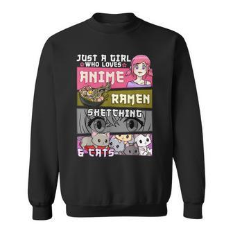 Ramen Cat Anime Sketching Just A Girl Who Loves Sweatshirt | Mazezy