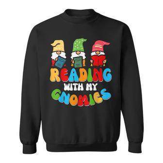 Reading With My Gnomies Funny Gnomes Book Lover Sweatshirt | Mazezy