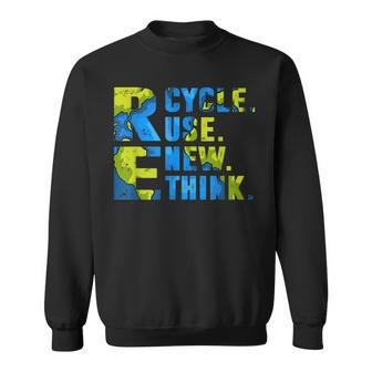 Recycle Reuse Renew Rethink For Earths Day 2023 World Map Sweatshirt | Mazezy