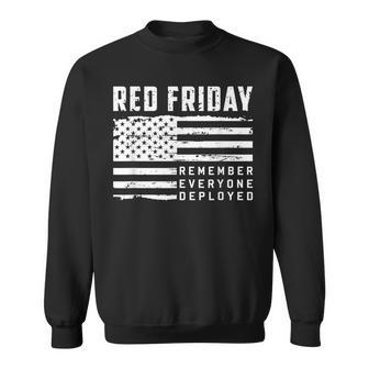 Red Friday Remember Everyone Deployed Veteran Gift Men Women Sweatshirt Graphic Print Unisex - Seseable