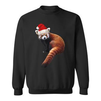 Red Panda Santa Cute Christmas Hat For Pandabear Lovers Men Women Sweatshirt Graphic Print Unisex - Seseable