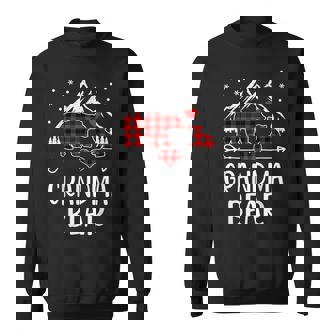 Red Plaid Grandma Bear Christmas Lights Matching Family Men Women Sweatshirt Graphic Print Unisex - Thegiftio UK