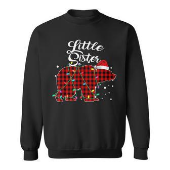 Red Plaid Little Sister Bear Matching Buffalo Pajama Men Women Sweatshirt Graphic Print Unisex - Thegiftio UK