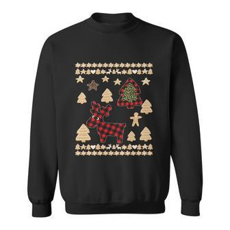 Red Plaid Reindeer Gingerbread Cookies Funny Ugly Christmas Meaningful Gift Sweatshirt - Monsterry