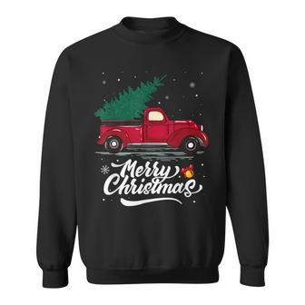 Red Truck Pick Up Christmas Tree Vintage Funny Xmas Holiday Men Women Sweatshirt Graphic Print Unisex - Seseable