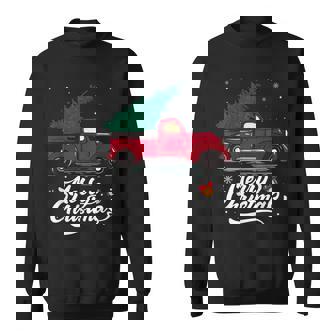 Red Truck Pick Up Christmas Tree Vintage Funny Xmas Holiday Men Women Sweatshirt Graphic Print Unisex | Seseable CA
