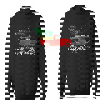 Red Truck Pick Up Christmas Tree Vintage Retro Men Women Sweatshirt Graphic Print Unisex | Seseable CA