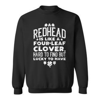 Redhead Lucky Clover Ginger Funny Ginger St Patricks Day Sweatshirt - Seseable