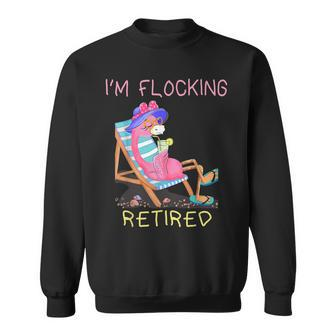 Retired Flamingo Lover Funny Retirement Party Coworker 2021 Men Women Sweatshirt Graphic Print Unisex - Thegiftio UK