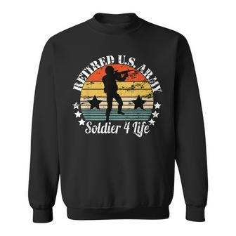 Retired Us Army Soldier 4 Life Army Veteran Retirement Gift Men Women Sweatshirt Graphic Print Unisex - Seseable
