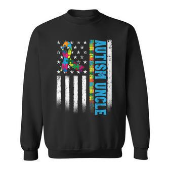 Retro American Flag Autism Uncle Awareness Autistic Sweatshirt - Seseable