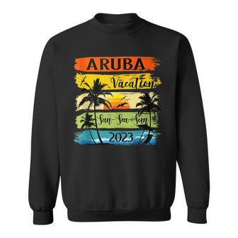 Retro Aruba Family Vacation 2023 Sunset Beach Summer Trip Sweatshirt | Mazezy AU