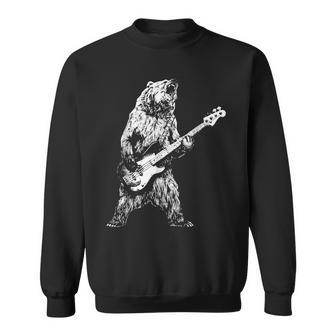 Retro Bear Playing Bass Guitar Bear Guitarist Music Lovers Sweatshirt | Mazezy