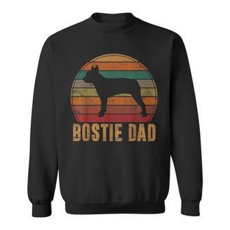 Retro Boston Terrier Dad Gift Dog Owner Pet Bostie Father Sweatshirt - Seseable