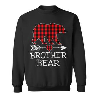 Retro Brother Bear Red Plaid Buffalo Arrow Christmas Family Men Women Sweatshirt Graphic Print Unisex - Thegiftio UK