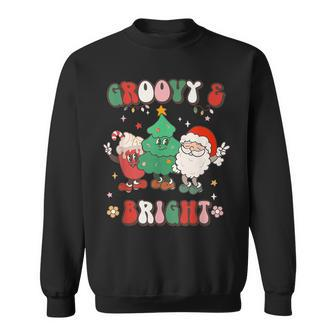 Retro Christmas Groovy & Bright Cute Santa Claus Xmas Lights Men Women Sweatshirt Graphic Print Unisex - Thegiftio UK