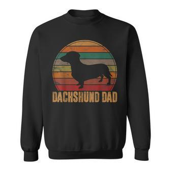 Retro Dachshund Dad Gift Doxie Daddy Dog Owner Pet Father Sweatshirt - Seseable