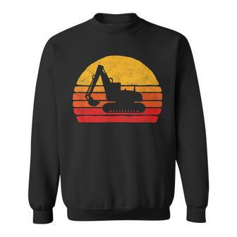 Retro Excavator & Sunset Vintage Construction Design Retro Sweatshirt - Seseable