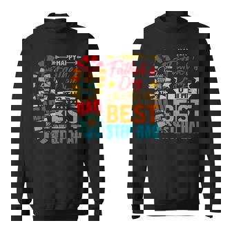 Retro Fathers Day To The Best Step Dad Stepped Up Dad Men Sweatshirt - Thegiftio