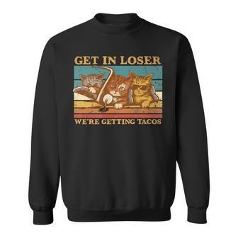 Retro Funny Cats And Tacos Lovers Cat Lover Cat Owner Gifts Sweatshirt - Thegiftio UK