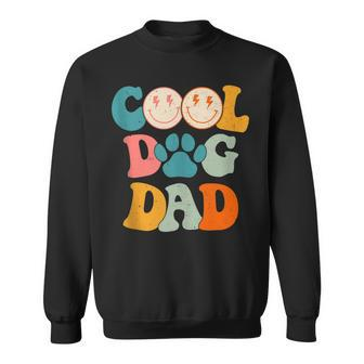 Retro Groovy Cool Dog Dad With Hippie Face Fathers Day Sweatshirt - Thegiftio UK