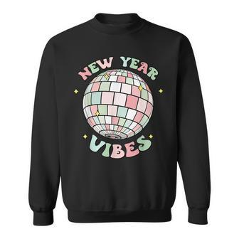 Retro Groovy Disco Ball Merry Christmas Happy New Year Vibes Men Women Sweatshirt Graphic Print Unisex - Thegiftio UK