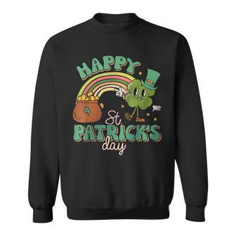 Retro Groovy Happy St Patricks Day Go Lucky Charm Shamrock Sweatshirt | Mazezy