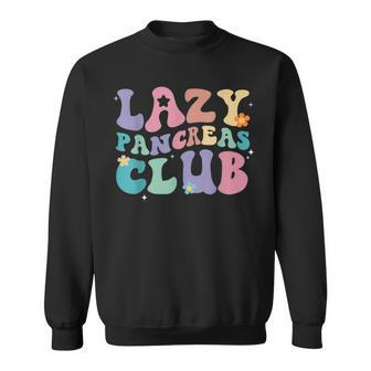 Retro Groovy Lazy Pancreas Club Type 1 Diabetes Awareness Men Women Sweatshirt Graphic Print Unisex - Seseable