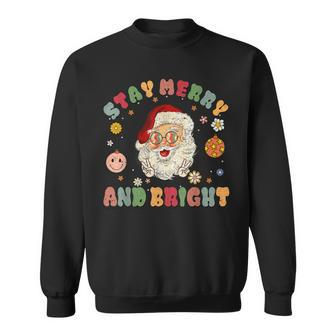 Retro Groovy Stay Merry & Bright Christmas Cute Santa Claus V10 Sweatshirt - Thegiftio UK