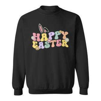 Retro Happy Easter Bunny Rabbit Women Girls Boys Holiday Sweatshirt - Thegiftio UK