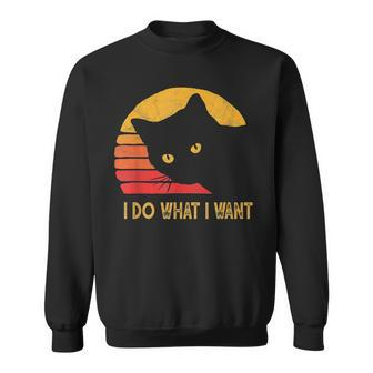 Retro I Do What I Want With My Cat Funny Gift Sweatshirt | Mazezy