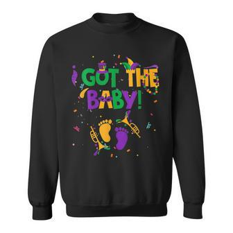 Retro I Got Baby Pregnancy Announcement Mardi Gras Sweatshirt - Seseable
