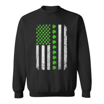 Retro Irish American Flag Distressed Flag St Patricks Day Sweatshirt - Seseable