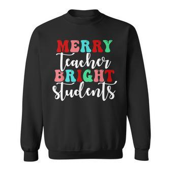 Retro Merry Teacher Bright Students Funny Christmas Teacher V2 Men Women Sweatshirt Graphic Print Unisex - Seseable
