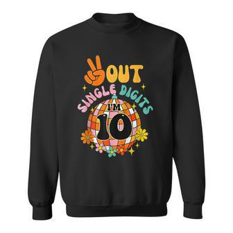 Retro Peace Out Single Digits Im 10 Year Old 10Th Birthday Sweatshirt | Mazezy