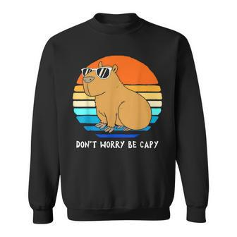 Retro Rodent Funny Capybara Dont Be Worry Be Capy Sweatshirt | Mazezy