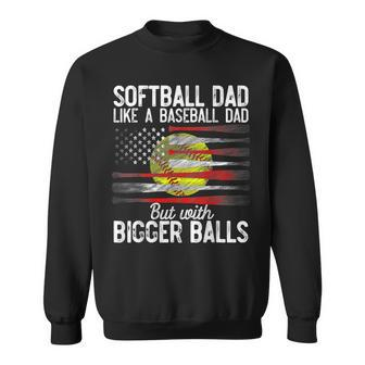 Retro Softball Dad Like A Baseball Dad Daddy Fathers Day Sweatshirt - Thegiftio UK
