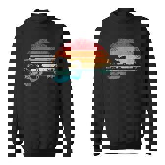 Retro Sunset Guitar Lake Guitarist Funny Acoustic Guitar Sweatshirt | Mazezy